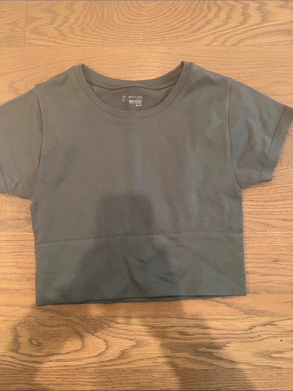aerie Dark Green Short Sleeve Cropped Tee